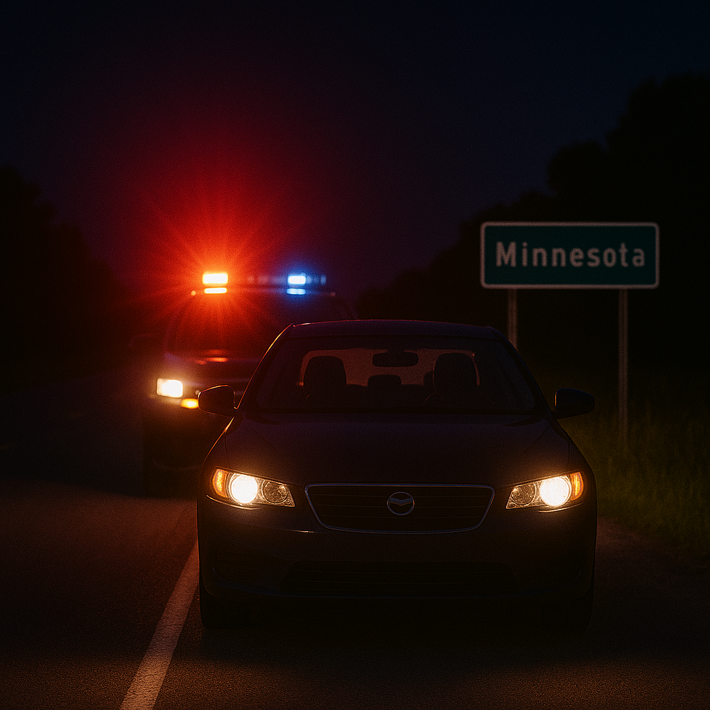A traffic stop at night in Southern Minnesota