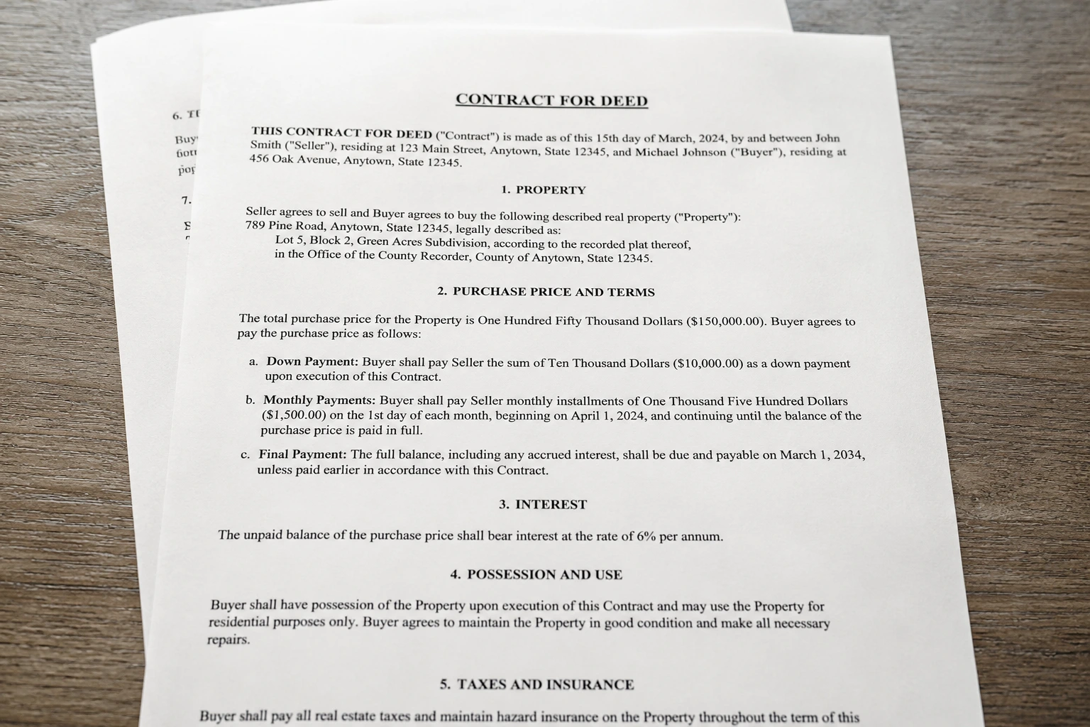 Contract for Deed